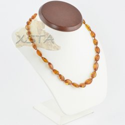 Baltic amber necklaces cognac polished octahedron